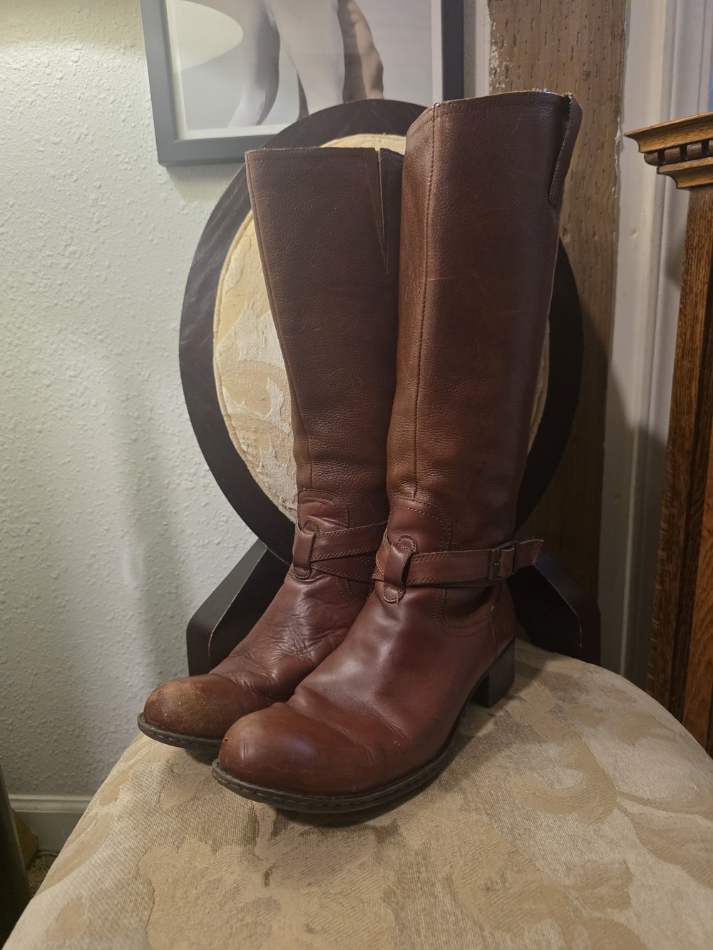 b.o.c. Women's Brown Leather Knee-High Heeled Boots